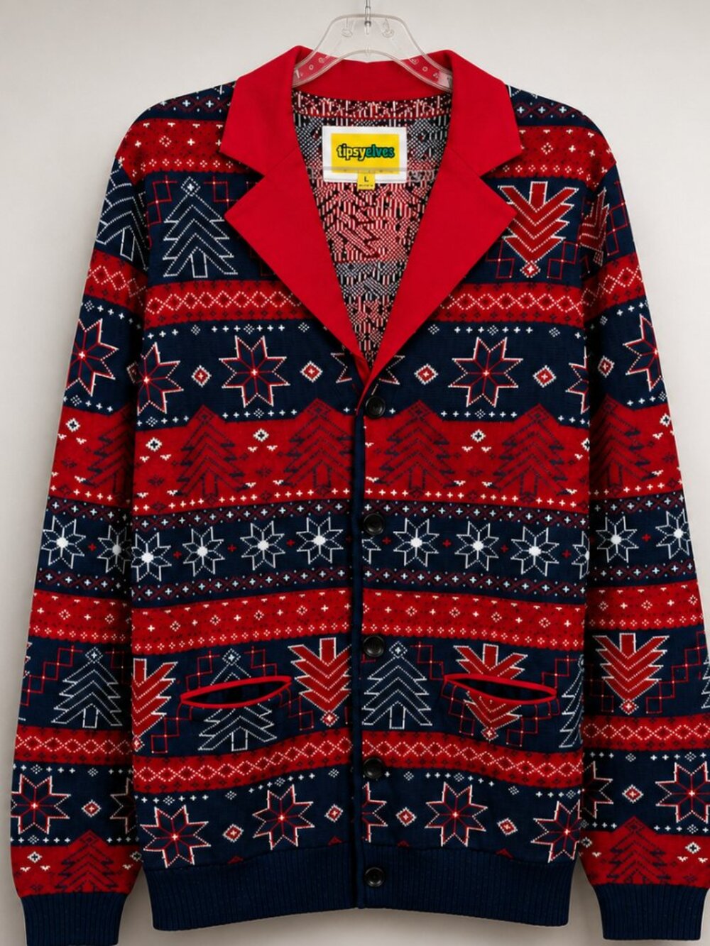 Tipsy Elves Men’s Holiday Cardigan Sweater Fair Isle Nordic Large